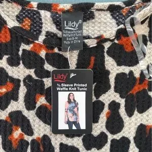 lildy Tops Nwt Lildy Cheetah Print Short Sleeve Waffle Knit